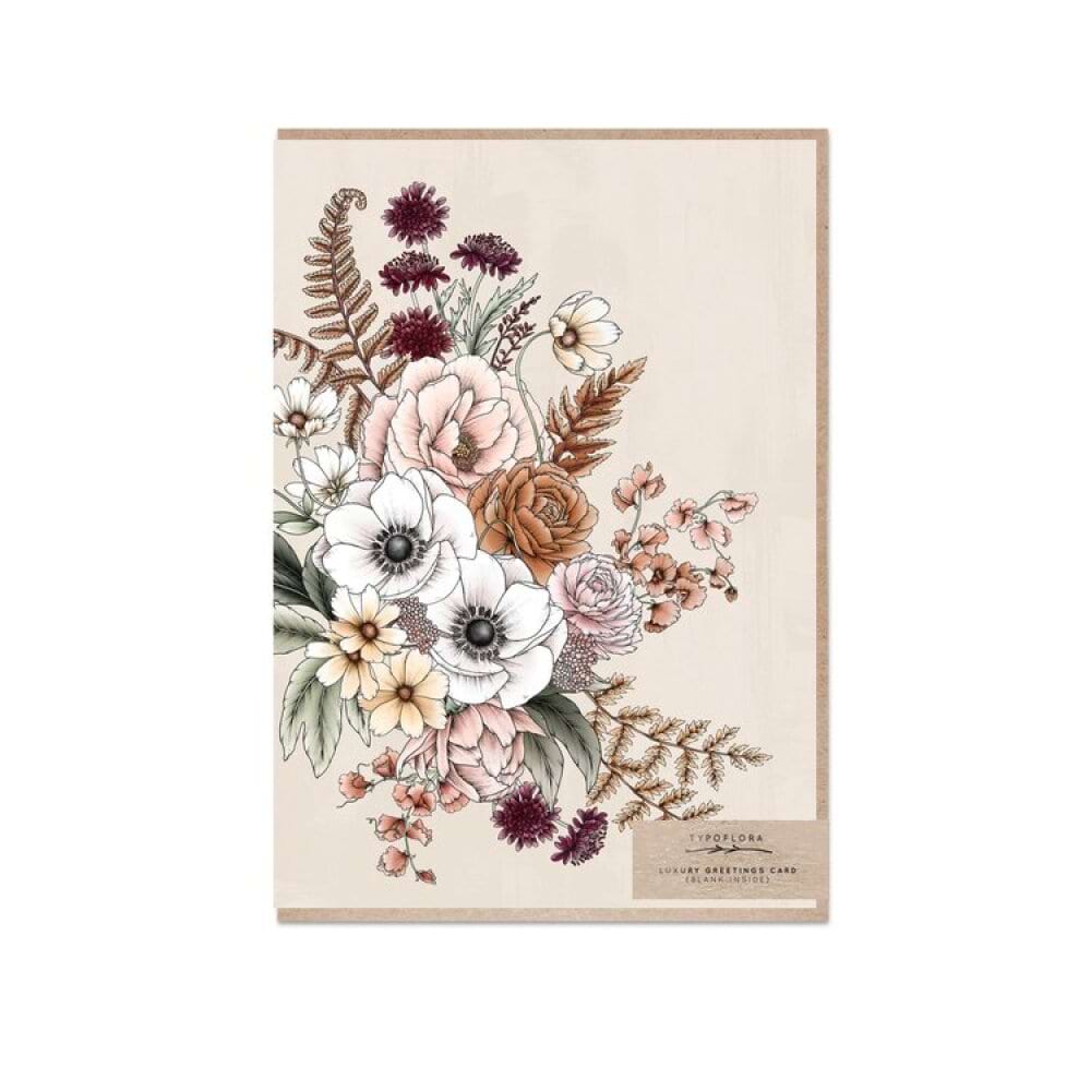 Typoflora Luxury Greeting Card-Florist Bouquet Navy