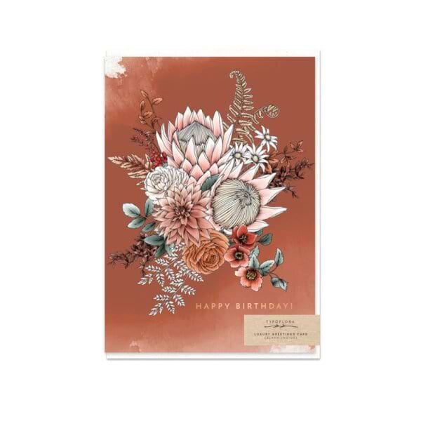 Typoflora Luxury Greeting Card-Happy Birthday King Protea