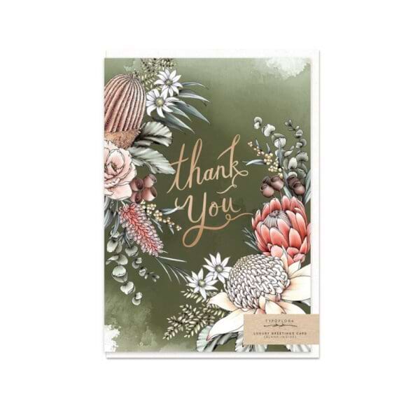 Typoflora Greeting Card-Thankyou Waratah