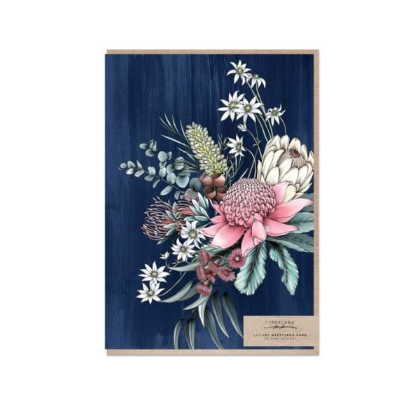 Typoflora Luxury Greeting Card-Florist Bouquet Navy